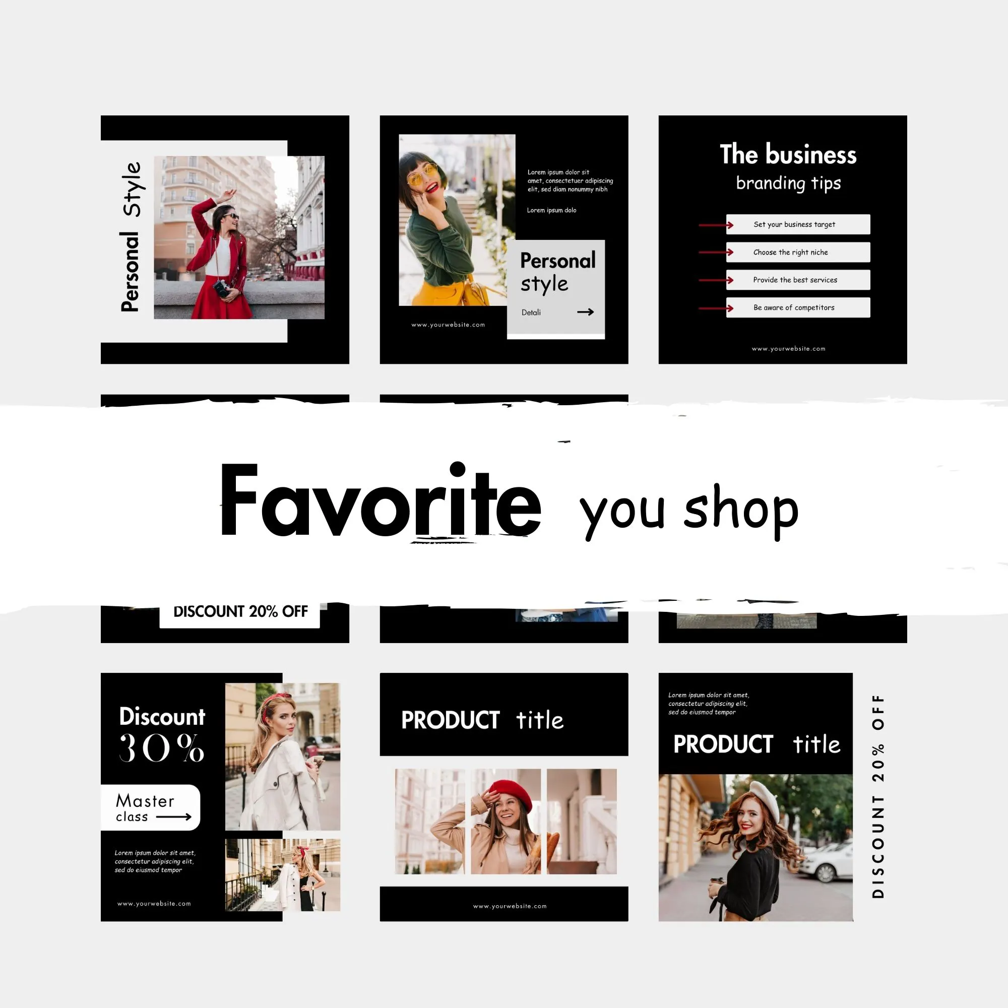50 Instagram template post - Black theme - Image 2