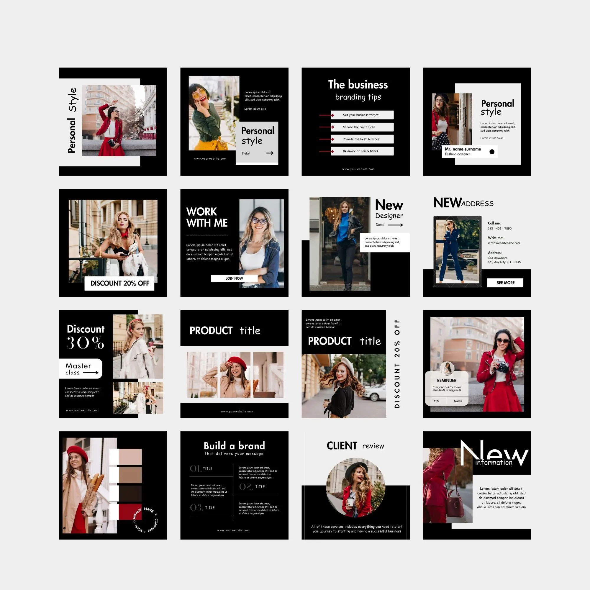 50 Instagram template post - Black theme - Image 3